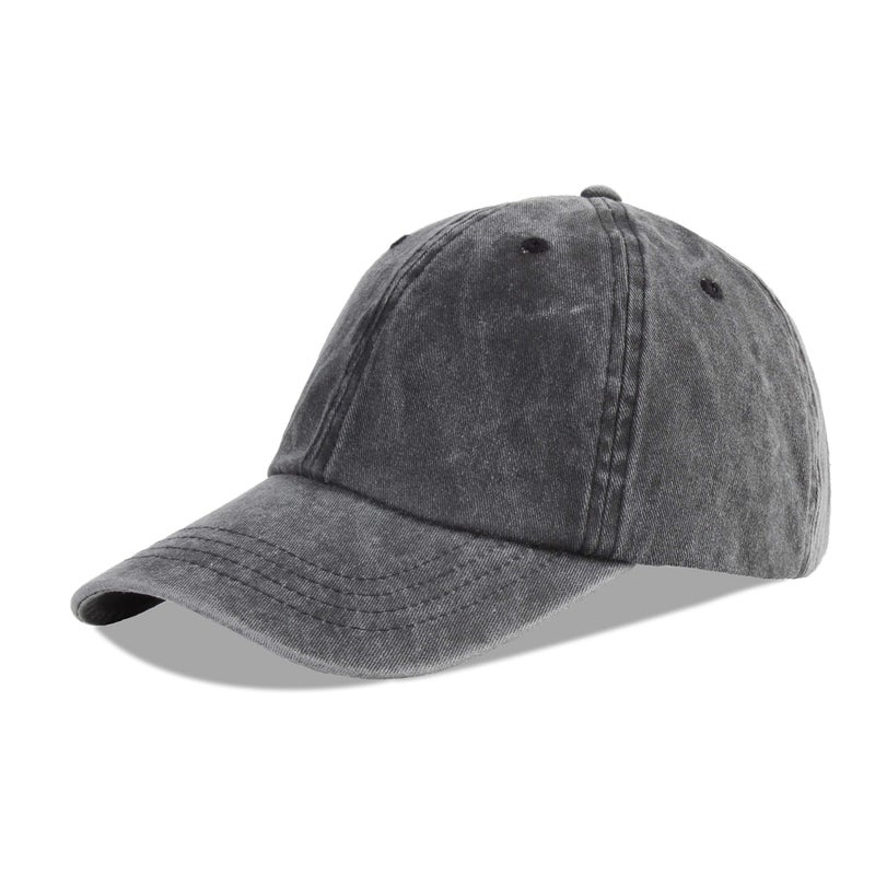 LANGZHEN Unisex Baseball Cap 100% Cotton Fits Men Women Washed Denim Adjustable Dad Hat(Black) - Image 1